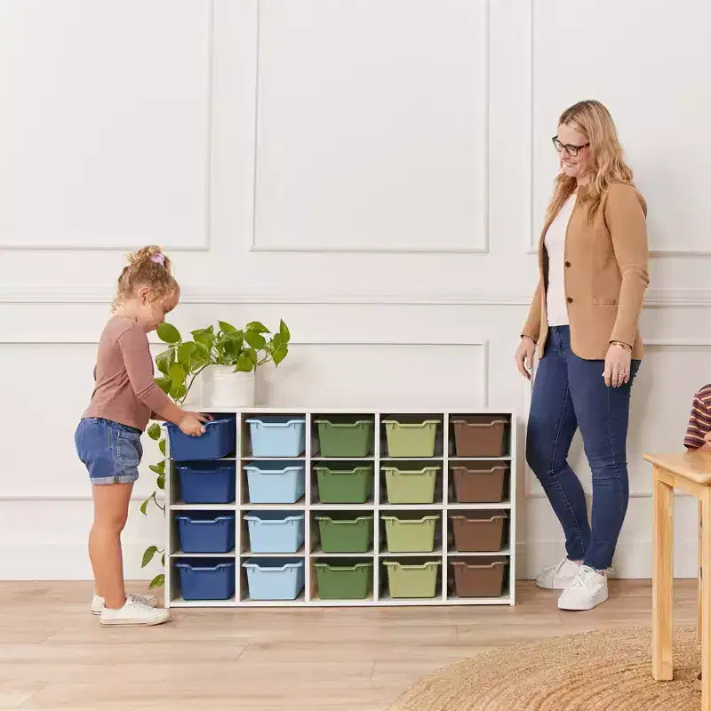 Armadietto a 20 scomparti ECR4Kids Streamline con 20 contenitori frontali a incavo, 4x5, mobili per bambini