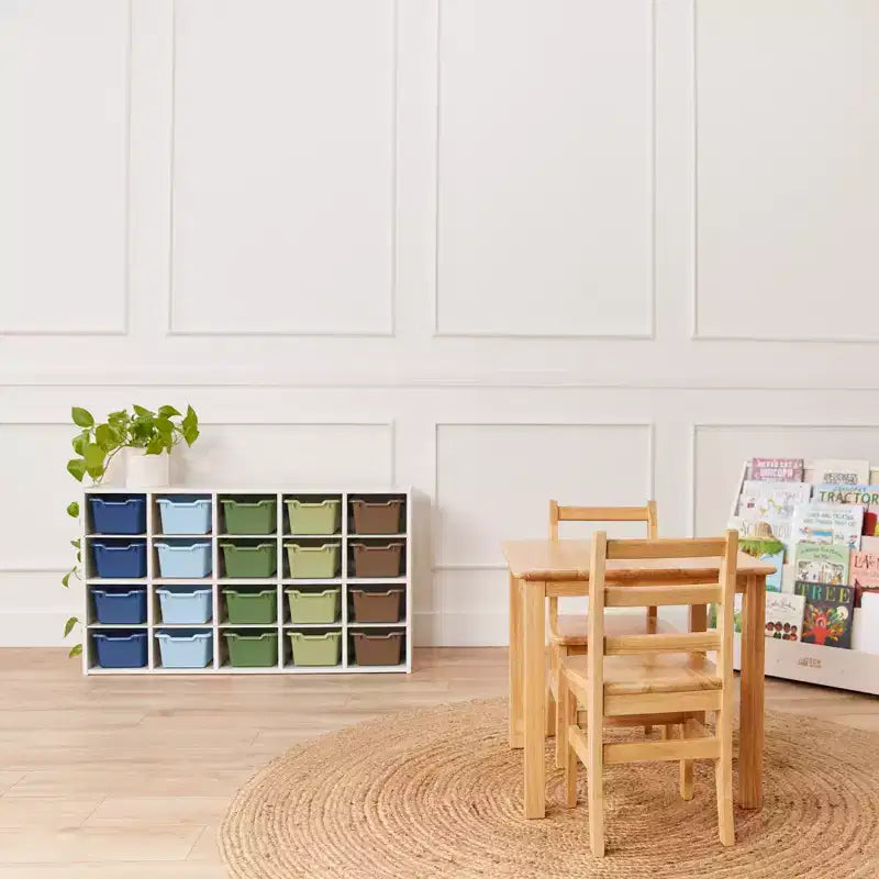 Armadietto a 20 scomparti ECR4Kids Streamline con 20 contenitori frontali a incavo, 4x5, mobili per bambini