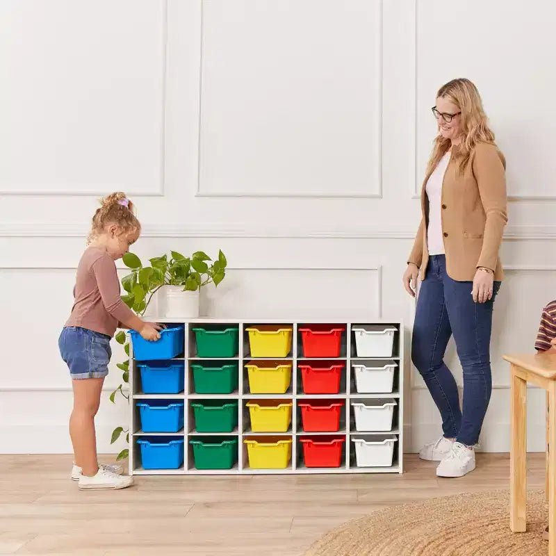 Armadietto a 20 scomparti ECR4Kids Streamline con 20 contenitori frontali a incavo, 4x5, mobili per bambini
