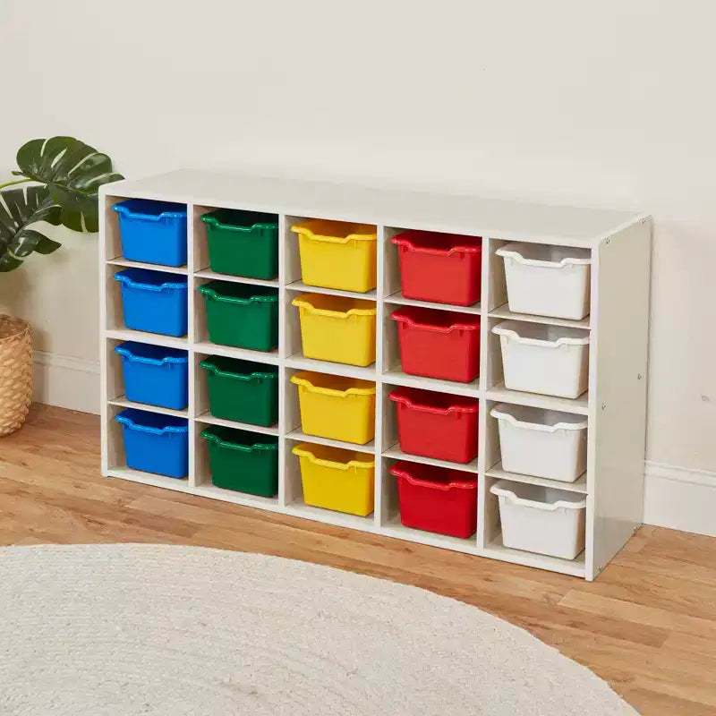 Armadietto a 20 scomparti ECR4Kids Streamline con 20 contenitori frontali a incavo, 4x5, mobili per bambini