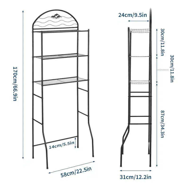 Mensola da bagno, scaffale da bagno sopra il WC a 3 ripiani - Scaffale organizer in metallo resistente per appartamenti di piccole dimensioni, salvaspazio sopra il WC