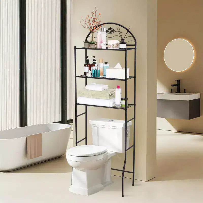 Mensola da bagno, scaffale da bagno sopra il WC a 3 ripiani - Scaffale organizer in metallo resistente per appartamenti di piccole dimensioni, salvaspazio sopra il WC