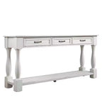 Tavolo Consolle lungo 160 cm in Legno Hostack con 3 Cassetti e 1 Ripiano Inferiore per Ingresso e Corridoio, Bianco Antico