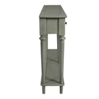 Luxystar Tavolino Consolle Retrò con 4 Cassetti, Ripiano Aperto per Ingresso e Salotto, Finitura Grigio Lavato