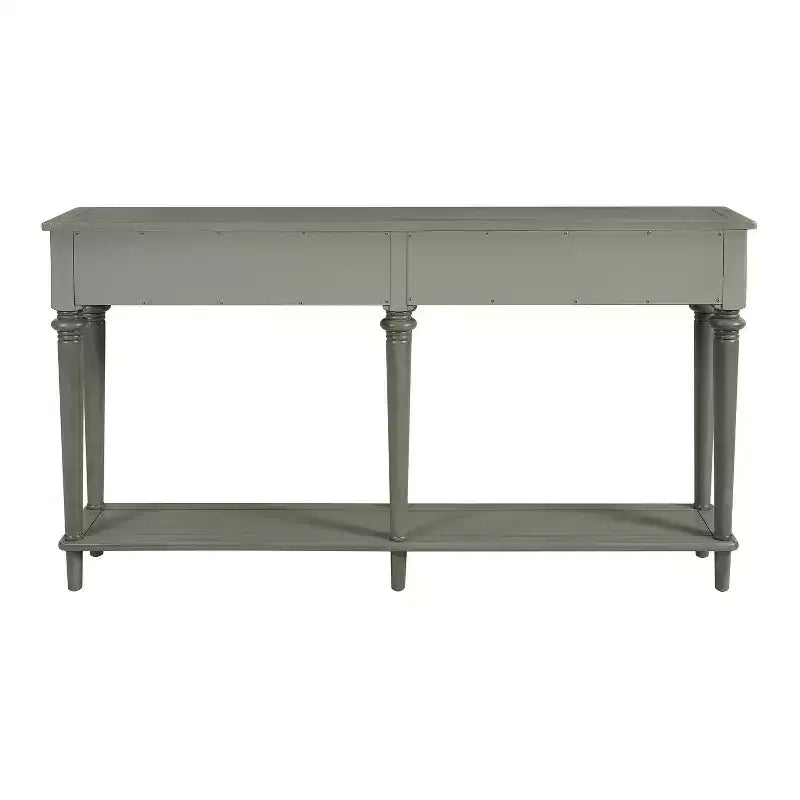Luxystar Tavolino Consolle Retrò con 4 Cassetti, Ripiano Aperto per Ingresso e Salotto, Finitura Grigio Lavato