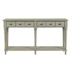 Luxystar Tavolino Consolle Retrò con 4 Cassetti, Ripiano Aperto per Ingresso e Salotto, Finitura Grigio Lavato