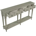 Luxystar Tavolino Consolle Retrò con 4 Cassetti, Ripiano Aperto per Ingresso e Salotto, Finitura Grigio Lavato