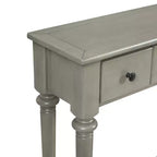 Luxystar Tavolino Consolle Retrò con 4 Cassetti, Ripiano Aperto per Ingresso e Salotto, Finitura Grigio Lavato