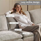 Karl Home | Divano in ciniglia blu da 216 cm con braccioli Pillow Top, cuscino a doppio strato e pouf