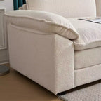 Karl Home | Divano in ciniglia blu da 216 cm con braccioli Pillow Top, cuscino a doppio strato e pouf