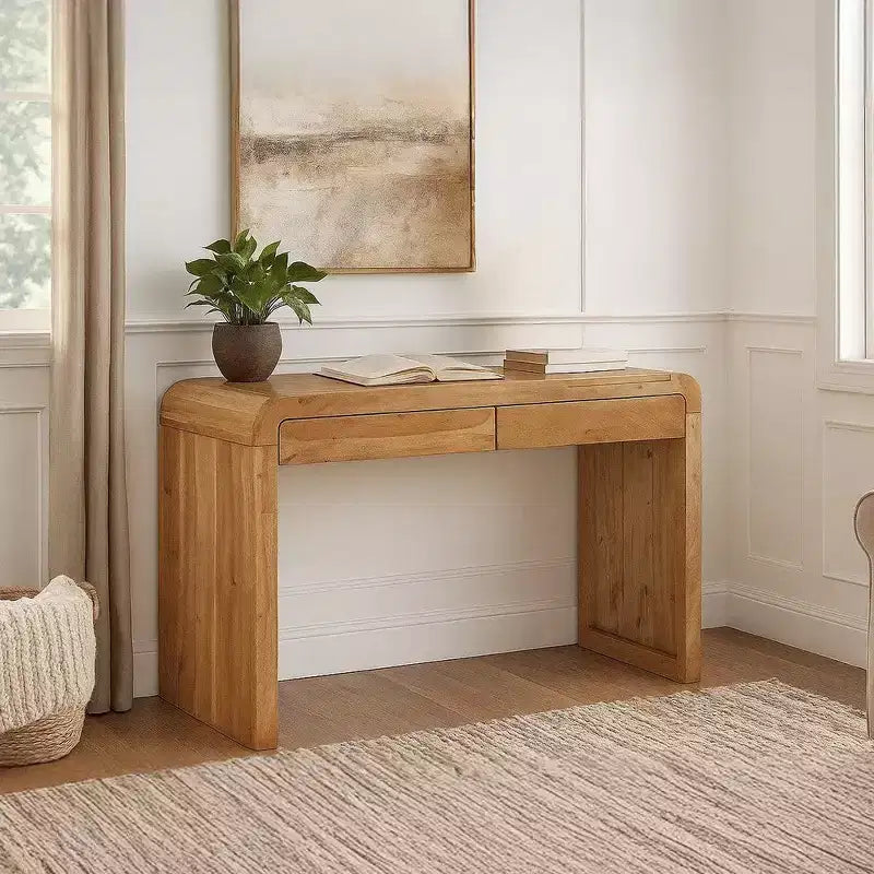Royal Hampton Console Table | 43 Wide Top | Handcrafted Natural Acacia Wood | Dual Drawer Storage