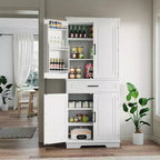 COZONY Mobile dispensa da cucina alto 183 cm con cassetto e ripiani regolabili, Credenza stile rustico per sala da pranzo o lavanderia