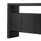 Luxystar Mobile Credenza Moderno con 4 Ante e Scaffale Aperto, Tavolo Consolle, Nero