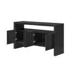 Luxystar Mobile Credenza Moderno con 4 Ante e Scaffale Aperto, Tavolo Consolle, Nero