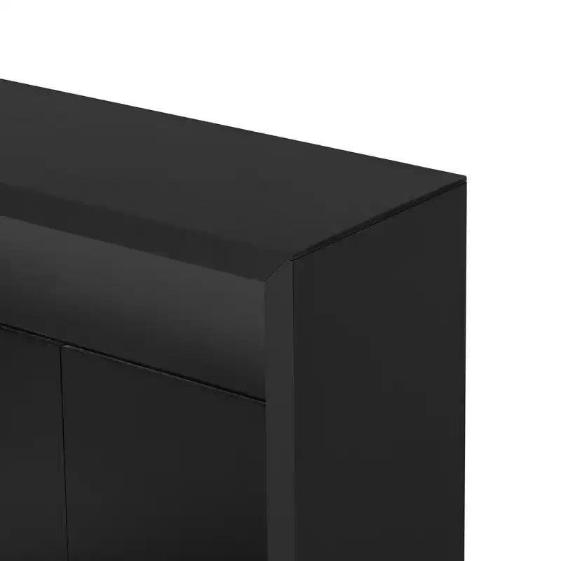 Luxystar Mobile Credenza Moderno con 4 Ante e Scaffale Aperto, Tavolo Consolle, Nero