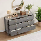 Cassettiera a 6 cassetti per camera da letto, comò in legno da 54W con maniglie in metallo, organizer per vestiti a coste, mobile TV per corridoio