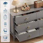 Cassettiera a 6 cassetti per camera da letto, comò in legno da 54W con maniglie in metallo, organizer per vestiti a coste, mobile TV per corridoio