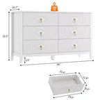 Cassettiera a 6 cassetti per camera da letto, comò in legno da 54W con maniglie in metallo, organizer per vestiti a coste, mobile TV per corridoio
