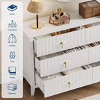 Cassettiera a 6 cassetti per camera da letto, comò in legno da 54W con maniglie in metallo, organizer per vestiti a coste, mobile TV per corridoio