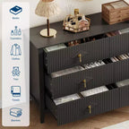Cassettiera a 6 cassetti per camera da letto, comò in legno da 54W con maniglie in metallo, organizer per vestiti a coste, mobile TV per corridoio