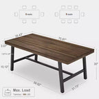 Tavolo da Pranzo Rettangolare Grande 160 cm per 4-6 Persone, Tavolo da Cucina Rustico in Legno con Gambe in Metallo, Tavolo Industriale da Esterno per Soggiorno, Sala da Pranzo