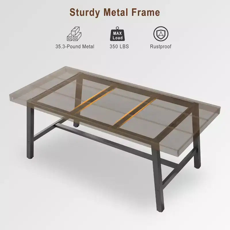 Tavolo da Pranzo Rettangolare Grande 160 cm per 4-6 Persone, Tavolo da Cucina Rustico in Legno con Gambe in Metallo, Tavolo Industriale da Esterno per Soggiorno, Sala da Pranzo
