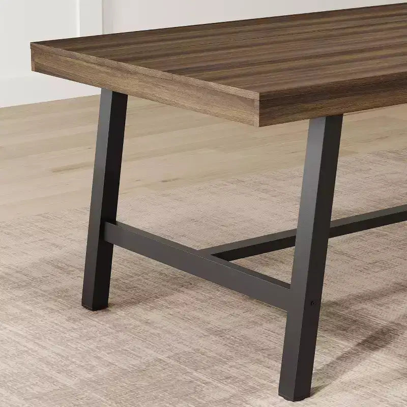 Tavolo da Pranzo Rettangolare Grande 160 cm per 4-6 Persone, Tavolo da Cucina Rustico in Legno con Gambe in Metallo, Tavolo Industriale da Esterno per Soggiorno, Sala da Pranzo
