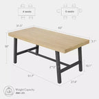 Tavolo da Pranzo Rettangolare Grande 160 cm per 4-6 Persone, Tavolo da Cucina Rustico in Legno con Gambe in Metallo, Tavolo Industriale da Esterno per Soggiorno, Sala da Pranzo