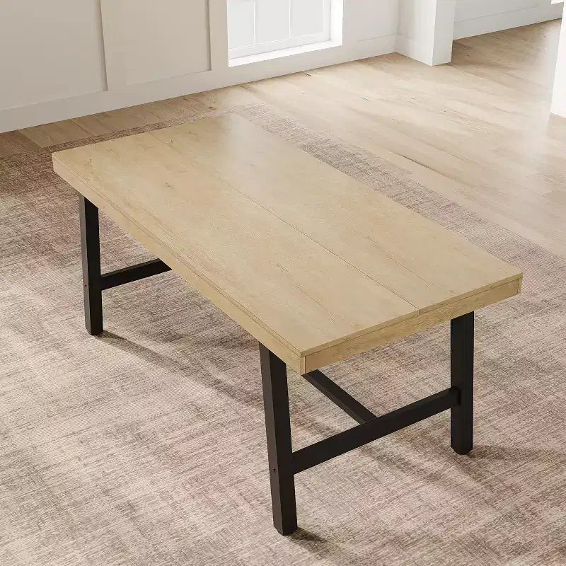 Tavolo da Pranzo Rettangolare Grande 160 cm per 4-6 Persone, Tavolo da Cucina Rustico in Legno con Gambe in Metallo, Tavolo Industriale da Esterno per Soggiorno, Sala da Pranzo
