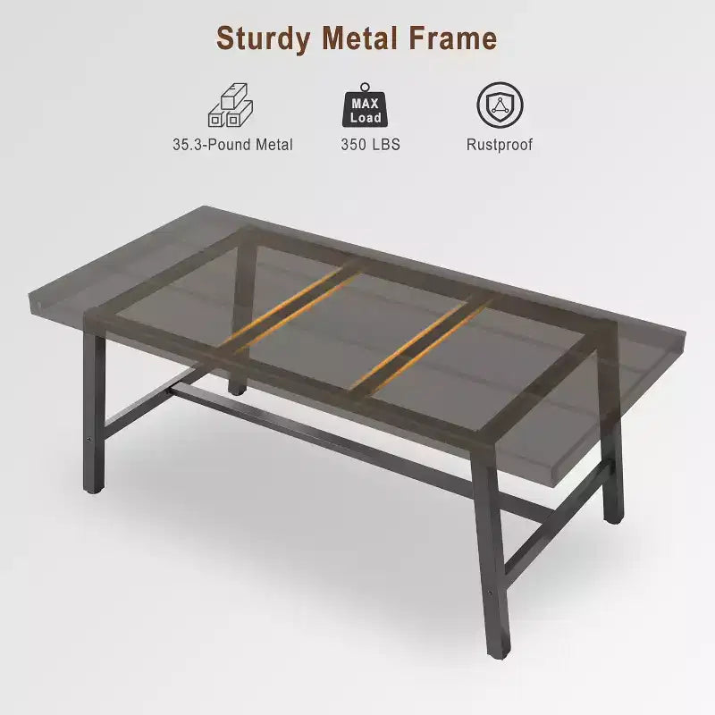 Tavolo da Pranzo Rettangolare Grande 160 cm per 4-6 Persone, Tavolo da Cucina Rustico in Legno con Gambe in Metallo, Tavolo Industriale da Esterno per Soggiorno, Sala da Pranzo
