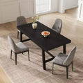 63in Large Rectangle Dining Table for 4-6 People, Rustic Wood Kitchen Table with Metal Legs, Industrial Patio Table for Living Room, Dining Room
