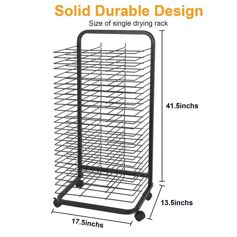 Carrello Essiccatoio per Pitture, Rastrelliera Essiccatoio per Dipinti - 25 Ripiani Rimovibili, Mobile in Metallo per Aula, Studi d'Arte, 13.5x17.5x41.5