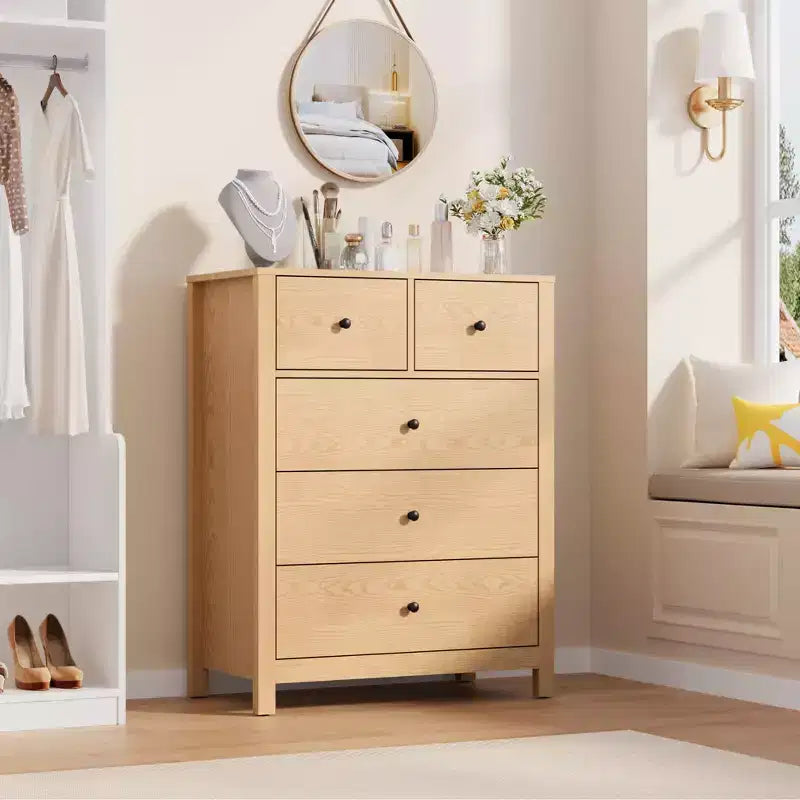 Comò a 5 cassetti, cassettiera organizer moderna con cassetti portaoggetti, cassettiere in legno per camera da letto, ingresso, corridoio