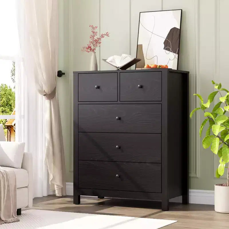 Comò a 5 cassetti, cassettiera organizer moderna con cassetti portaoggetti, cassettiere in legno per camera da letto, ingresso, corridoio
