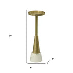 Tavolino rotondo con piedistallo HomeRoots 24 in metallo bianco e oro