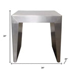 HomeRoots 24 Tavolino quadrato con base a slitta in alluminio argento e legno massello