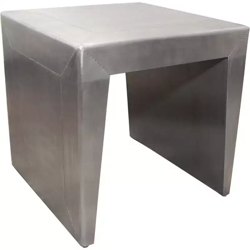 HomeRoots 24 Tavolino quadrato con base a slitta in alluminio argento e legno massello