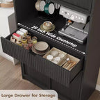Dispensa a colonna scanalata da 70 cm - Mobile contenitore con piano di lavoro, ante e cassetto per cucina e sala da pranzo