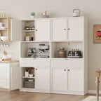 Dispensa a colonna scanalata da 70 cm - Mobile contenitore con piano di lavoro, ante e cassetto per cucina e sala da pranzo
