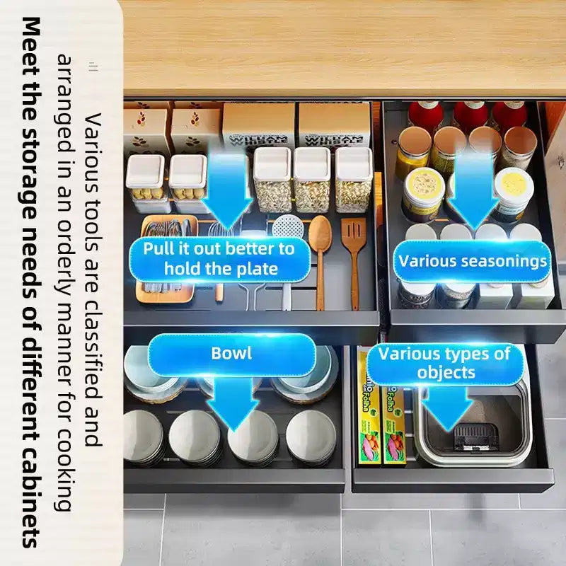 Organizzatore Estraibile per Armadio, Scaffale Estraibile Espandibile per Dispensa, Ripiani Estraibili Silenziosi per Cucina, Salotto, Casa