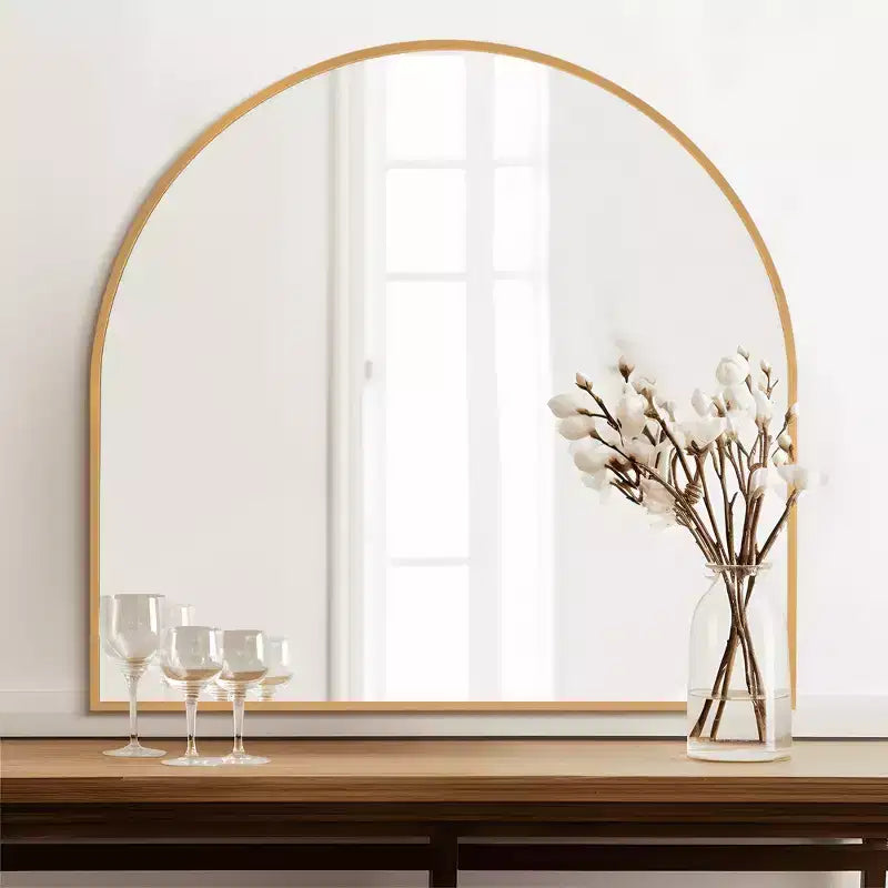 Specchio Sospeso MAYEERTY Lega di Alluminio Bordo Sottile Ad Angolo Retto Arco Oro