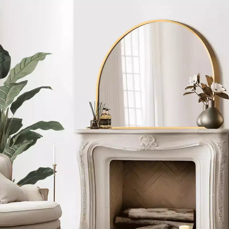 Specchio Sospeso MAYEERTY Lega di Alluminio Bordo Sottile Ad Angolo Retto Arco Oro