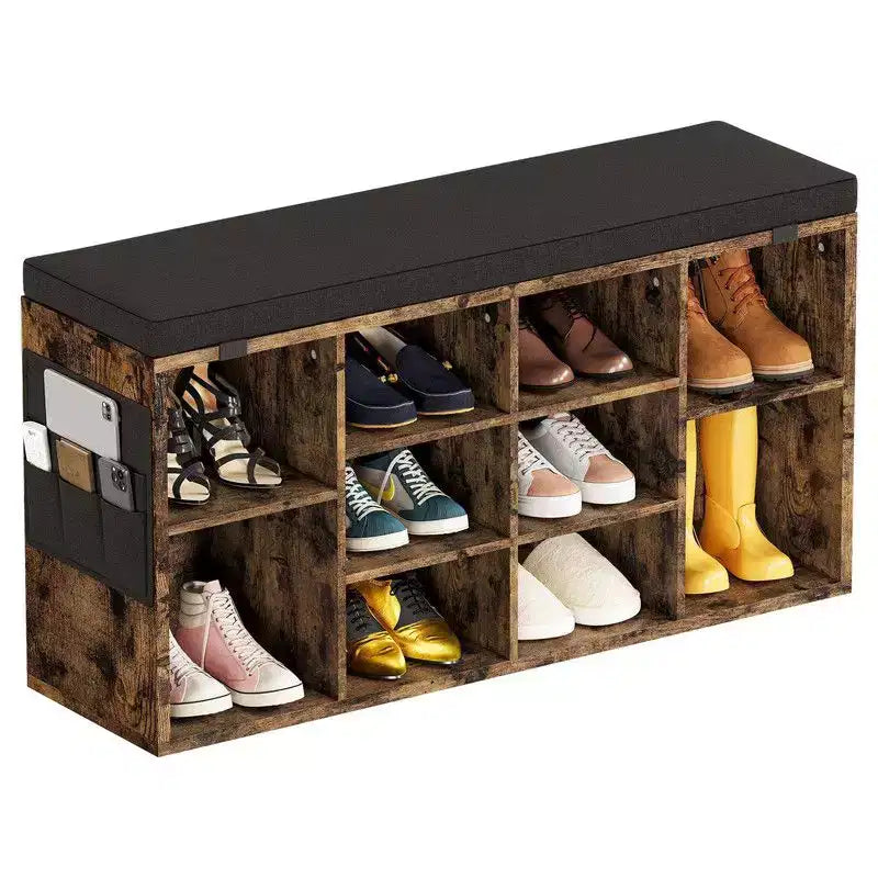 Shoe Cabinet with Removable Cushion - 3-Tier Storage Organizer with Adjustable Shelves