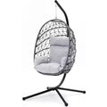 Heynemo Hanging Egg Chair Outdoor Swing Chair with Stand, Hammock Chair Indoor, Patio Boho Wicker Hanging Chair with Stand 350lbs Capacity