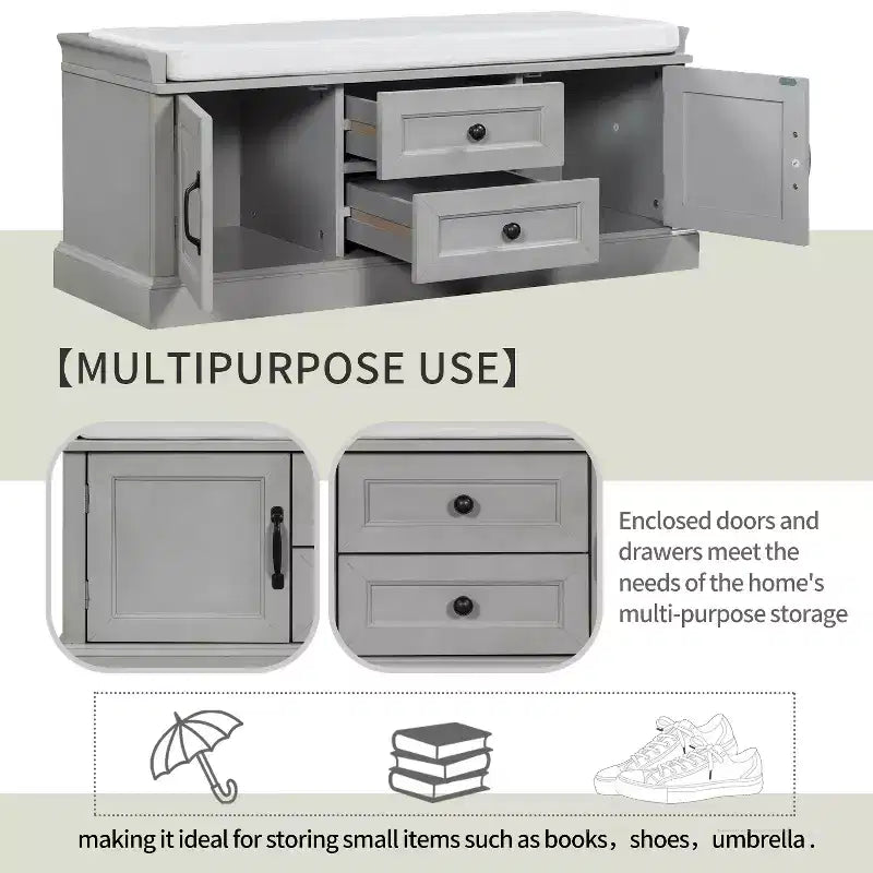 GDFStudio Panca scarpiera Frances con cassetti e armadietti