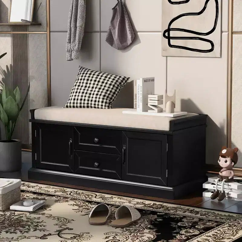 GDFStudio Panca scarpiera Frances con cassetti e armadietti