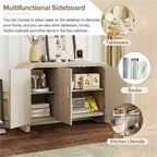 Bestier Mobile Contenitore a Buffet con Ante e Cassetti, Credenza Moderna Minimalista Curva con Maniglie Dorate per Soggiorno e Sala da Pranzo