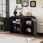 Bestier Mobile Contenitore a Buffet con Ante e Cassetti, Credenza Moderna Minimalista Curva con Maniglie Dorate per Soggiorno e Sala da Pranzo
