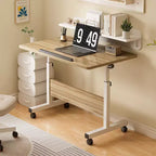 Scrivania Pieghevole Regolabile in Altezza con Ruote Bloccabili, Tavolo per Computer Mobile Sit-Stand Salvaspazio per Casa Ufficio, Postazione di Lavoro per Piccoli Spazi