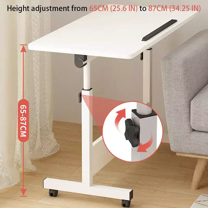 Scrivania Pieghevole Regolabile in Altezza con Ruote Bloccabili, Tavolo per Computer Mobile Sit-Stand Salvaspazio per Casa Ufficio, Postazione di Lavoro per Piccoli Spazi